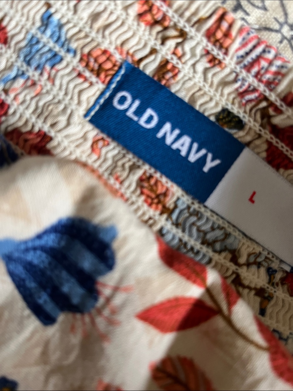 Old Navy Cream Floral Dress with Blue and Rust Flowers - Picture 4 of 4